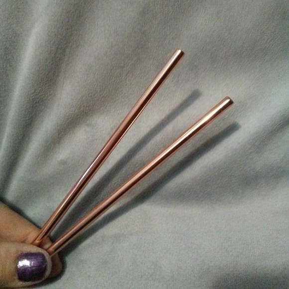 Set 2 Copper Toned Stainless Steel Short Cocktail Straws Cocktails Mixed Drinks - Picture 4 of 9